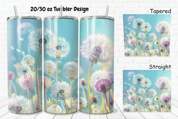3D Cartoon Dandelions 20/30oz Skinny Tumbler