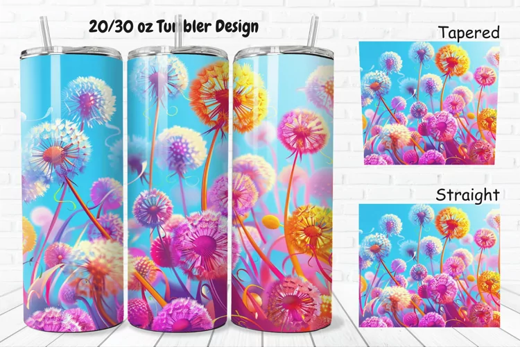 3D Cartoon Dandelions 20/30oz Skinny Tumbler