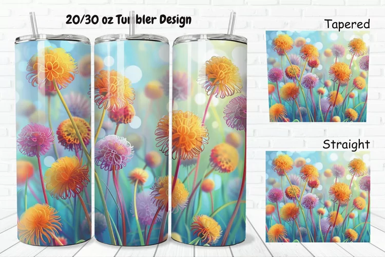 3D Cartoon Dandelions 20/30oz Skinny Tumbler