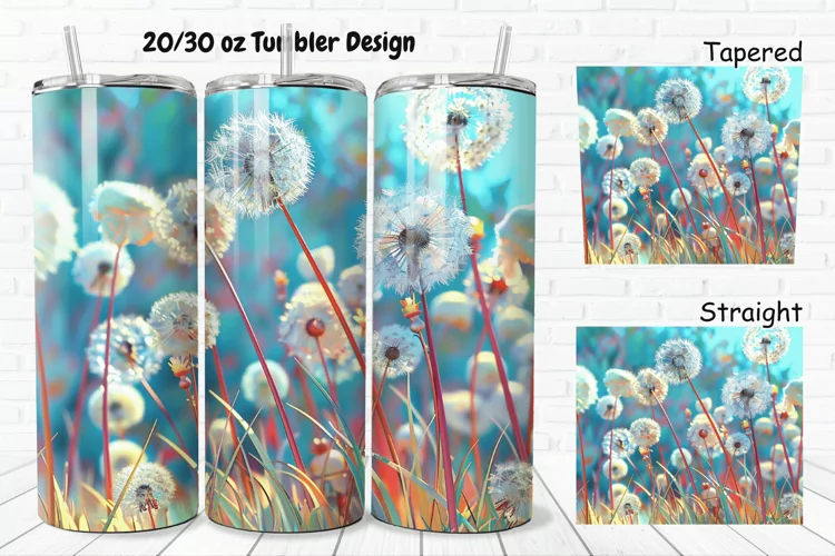 3D Cartoon Dandelions 20/30oz Skinny Tumbler