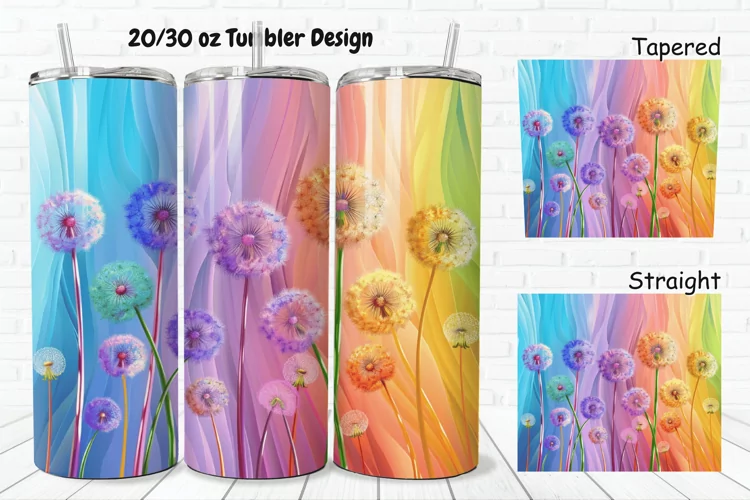 3D Cartoon Dandelions 20/30oz Skinny Tumbler