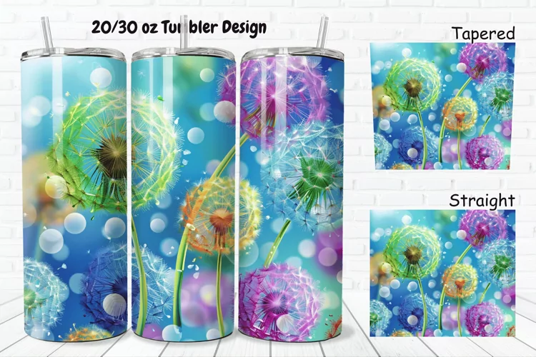 3D Cartoon Dandelions 20/30oz Skinny Tumbler