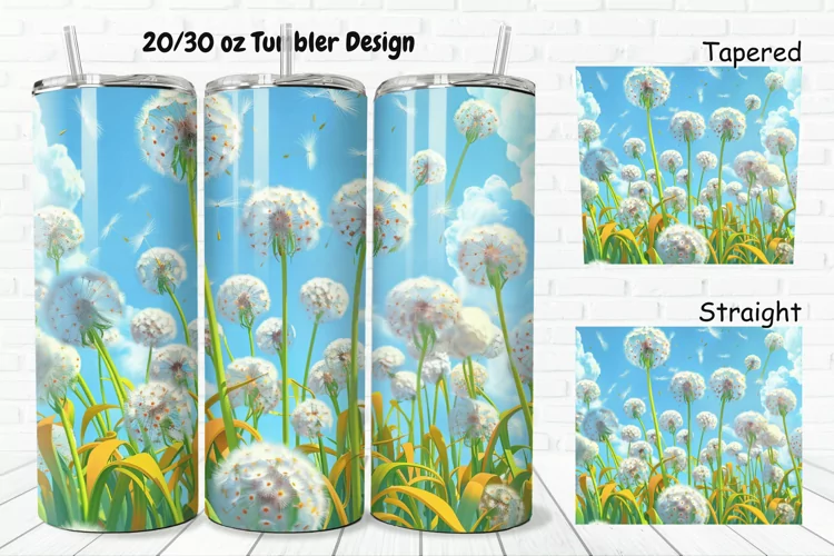 3D Cartoon Dandelions 20/30oz Skinny Tumbler