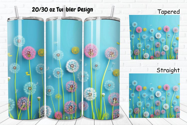 3D Cartoon Dandelions 20/30oz Skinny Tumbler example image 1