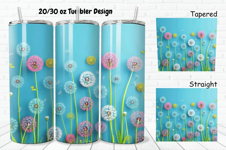 3D Cartoon Dandelions 20/30oz Skinny Tumbler