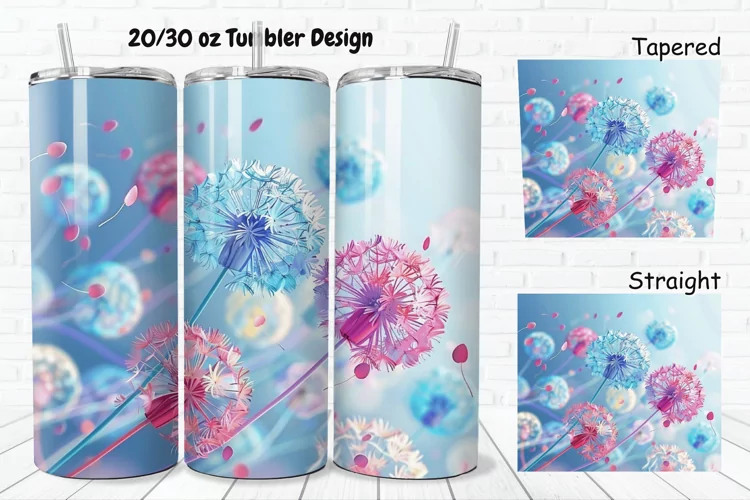 3D Cartoon Dandelions 20/30oz Skinny Tumbler