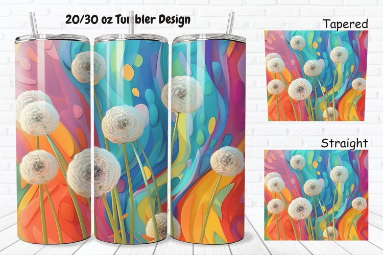 3D Cartoon Dandelions 20/30oz Skinny Tumbler example image 1