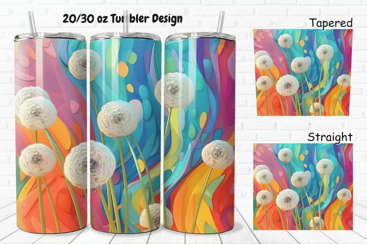 3D Cartoon Dandelions 20/30oz Skinny Tumbler