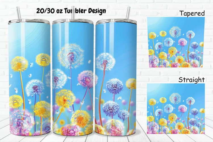 3D Cartoon Dandelions 20/30oz Skinny Tumbler