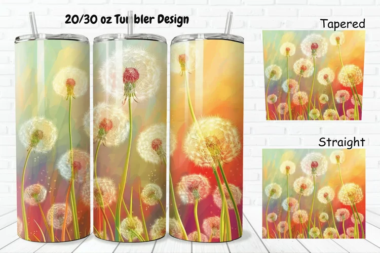 3D Cartoon Dandelions 20/30oz Skinny Tumbler