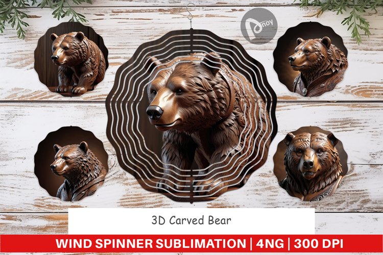 Wind Spinner 3D Carved Bear