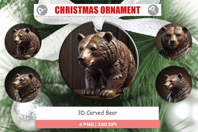 Christmas Ornaments 3D Carved Bear