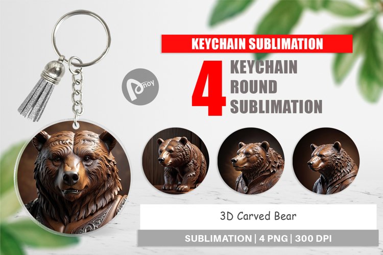 Keychain 3D Carved Bear