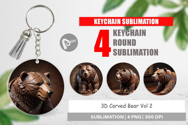 Keychain 3D Carved Bear