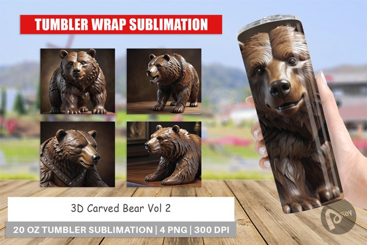 Tumbler Wrap 3D Carved Bear