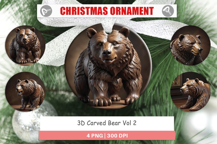 Christmas Ornaments 3D Carved Bear