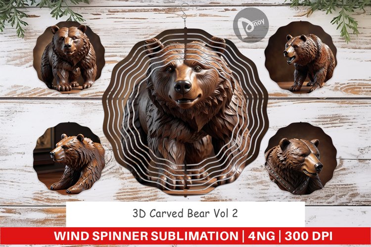 Wind Spinner 3D Carved Bear