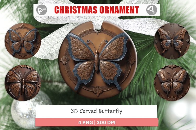 Christmas Ornaments 3D Carved Butterfly