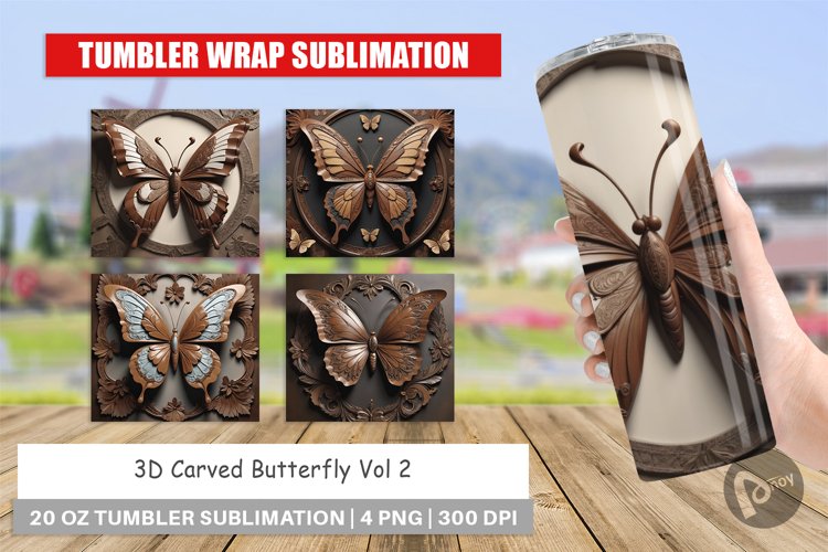 Tumbler Wrap 3D Carved Butterfly