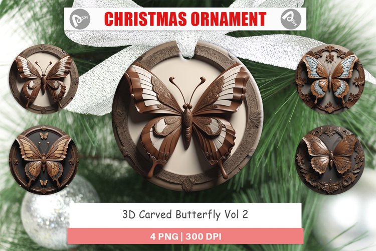 Christmas Ornaments 3D Carved Butterfly