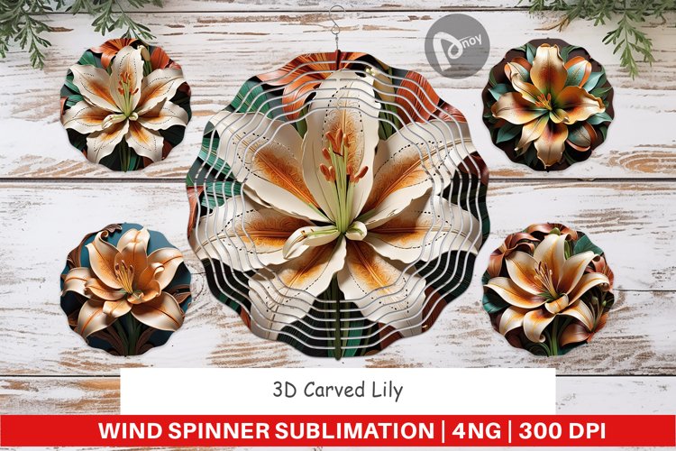 Wind Spinner 3D Carved Lily