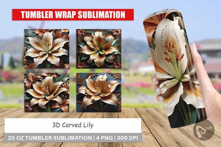 Tumbler Wrap 3D Carved Lily