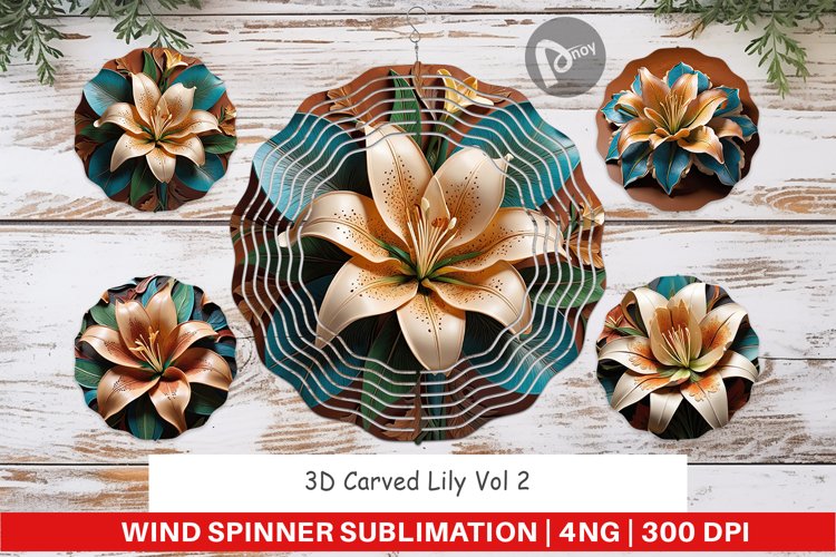 Wind Spinner 3D Carved Lily