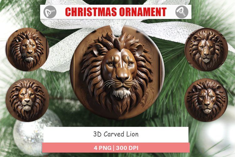Christmas Ornaments 3D Carved Lion