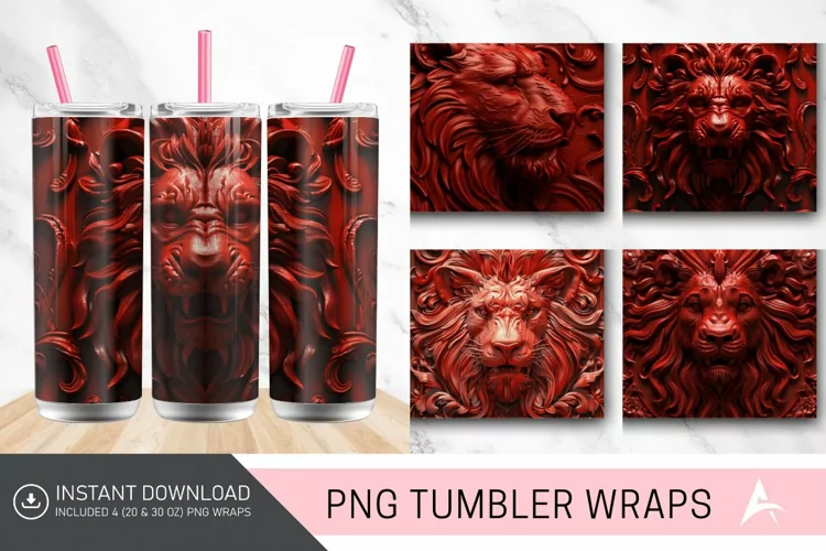 3D Carved Lion Tumbler Wrap