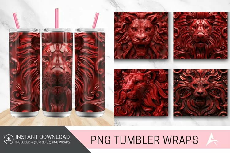 3D Carved Lion Tumbler Wrap