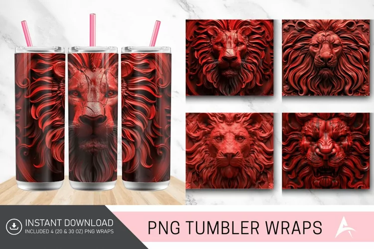 3D Carved Lion Tumbler Wrap
