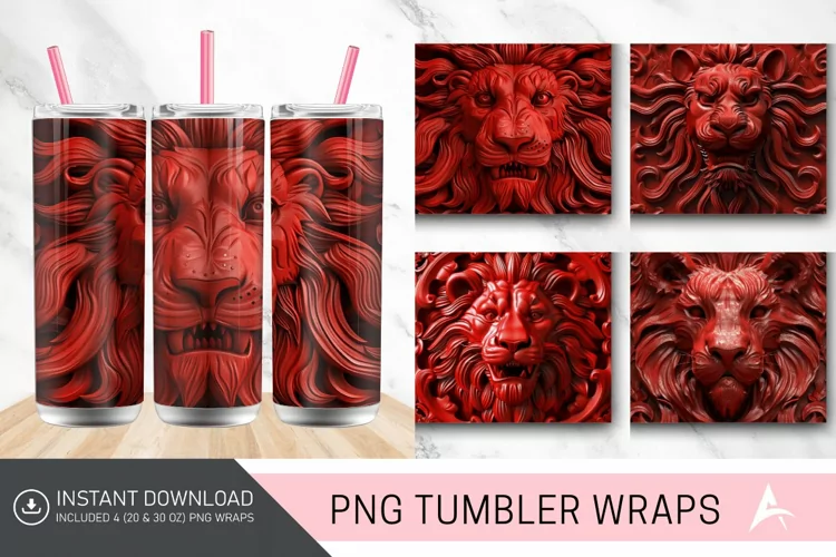 3D Carved Lion Tumbler Wrap