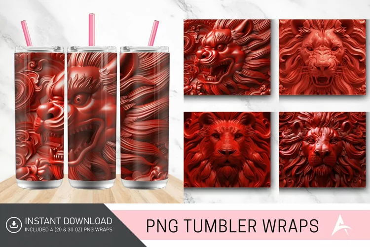 3D Carved Lion Tumbler Wrap