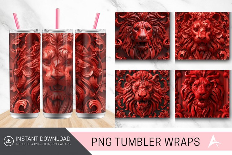 3D Carved Lion Tumbler Wrap