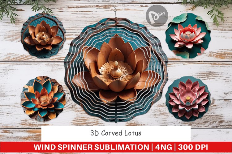 Wind Spinner 3D Carved Lotus