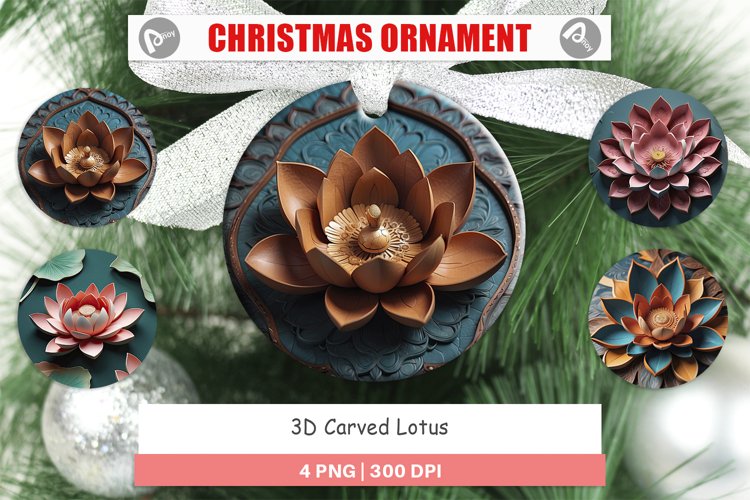 Christmas Ornaments 3D Carved Lotus