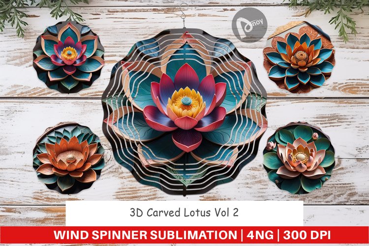 Wind Spinner 3D Carved Lotus