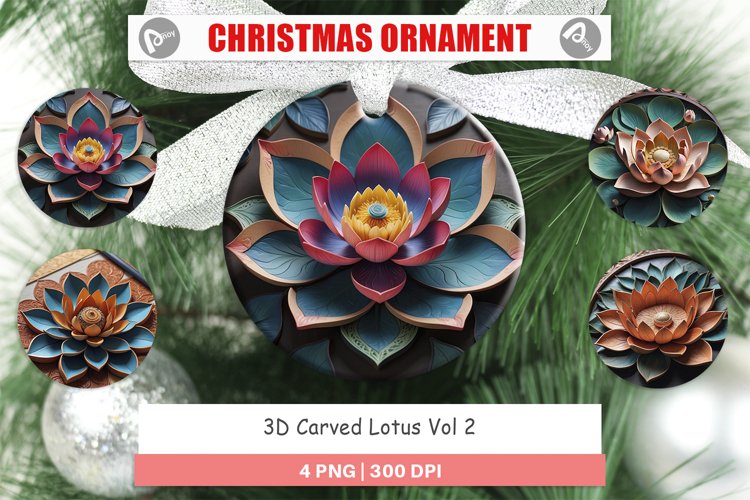 Christmas Ornaments 3D Carved Lotus