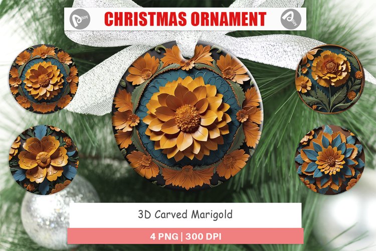 Christmas Ornaments 3D Carved Marigold