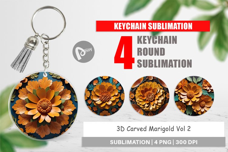 Keychain 3D Carved Marigold