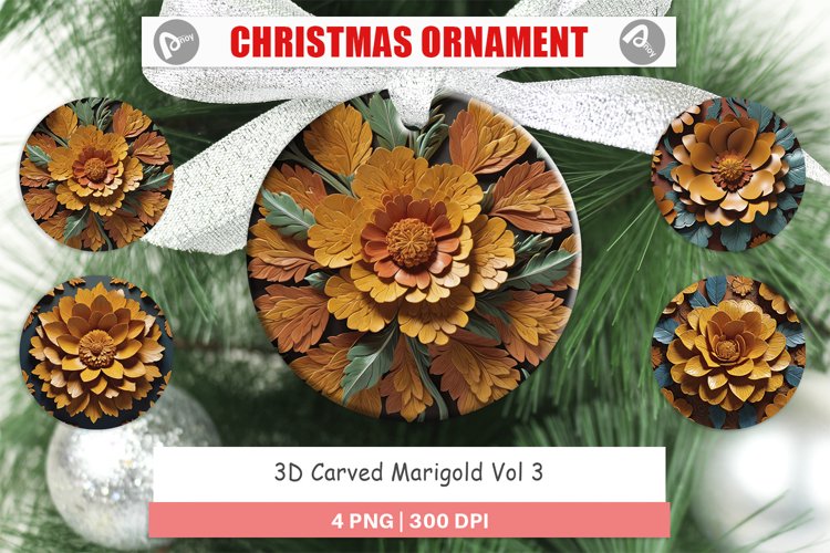 Christmas Ornaments 3D Carved Marigold