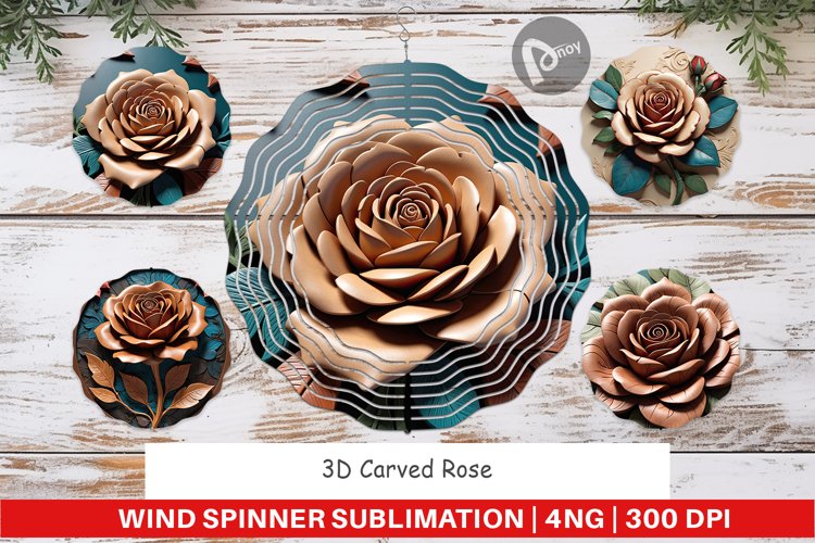 Wind Spinner 3D Carved Rose