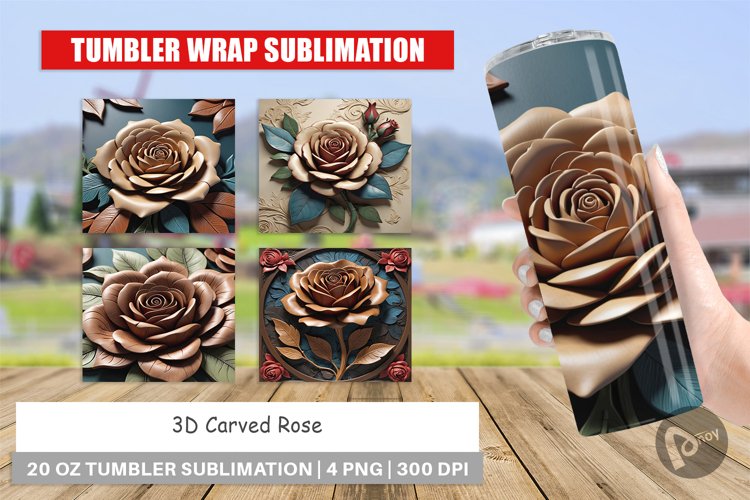Tumbler Wrap 3D Carved Rose