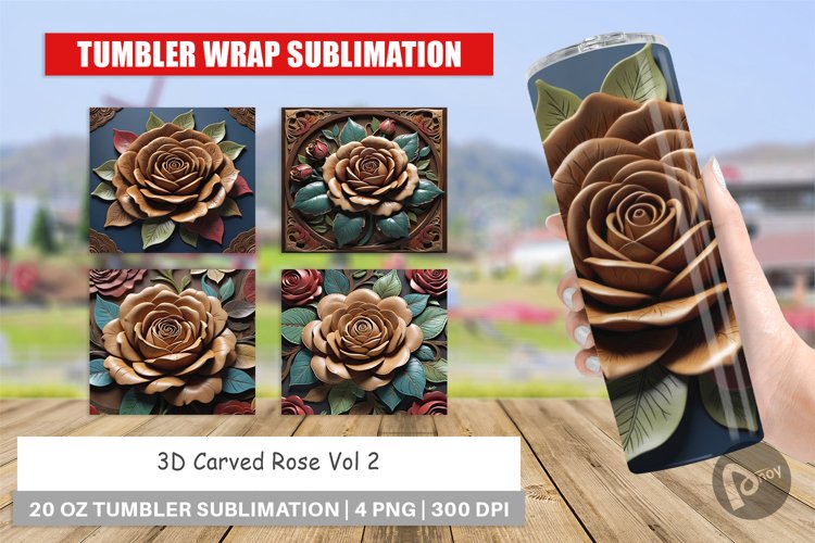 Tumbler Wrap 3D Carved Rose