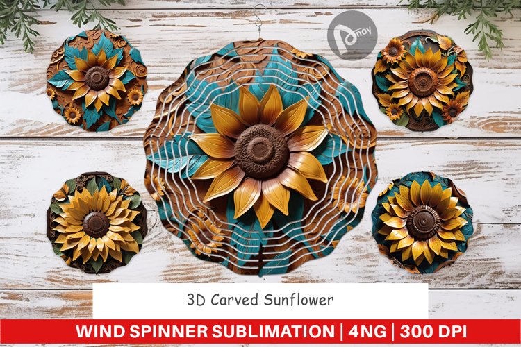 Wind Spinner 3D Carved Sunflower