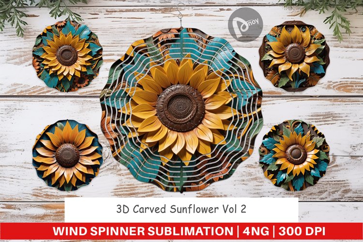 Wind Spinner 3D Carved Sunflower