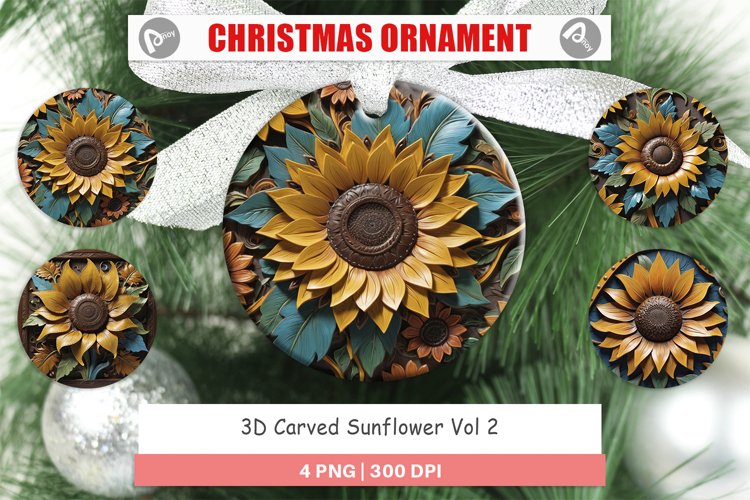 Christmas Ornaments 3D Carved Sunflower