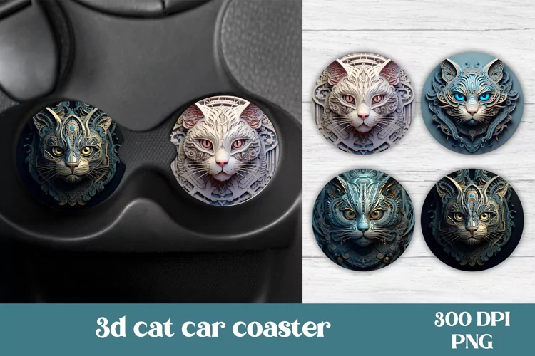 Car coaster sublimation | 3d cat car coaster design