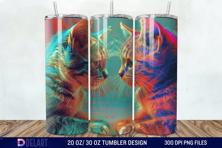3D Cat Lovers Skinny Tumbler wrap example image 1