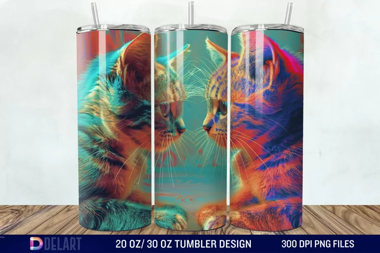 3D Cat Lovers Skinny Tumbler wrap